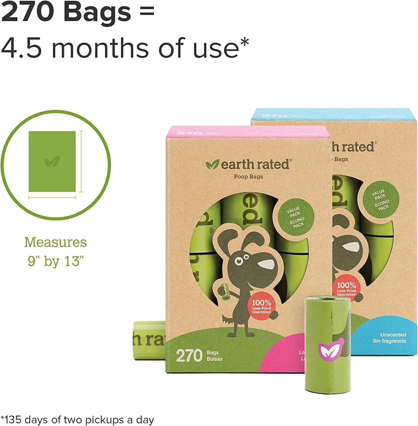 Dog Poo Bags Lavender-Scented, 270-Count