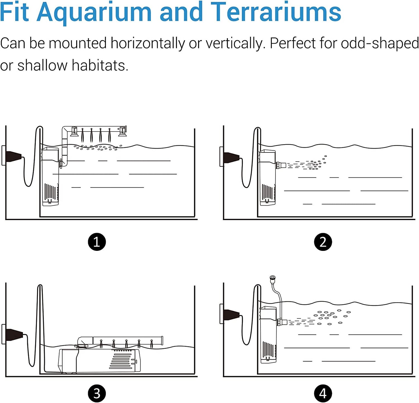 Fish Tank Filter, Internal Aquarium Filter for Small Tank