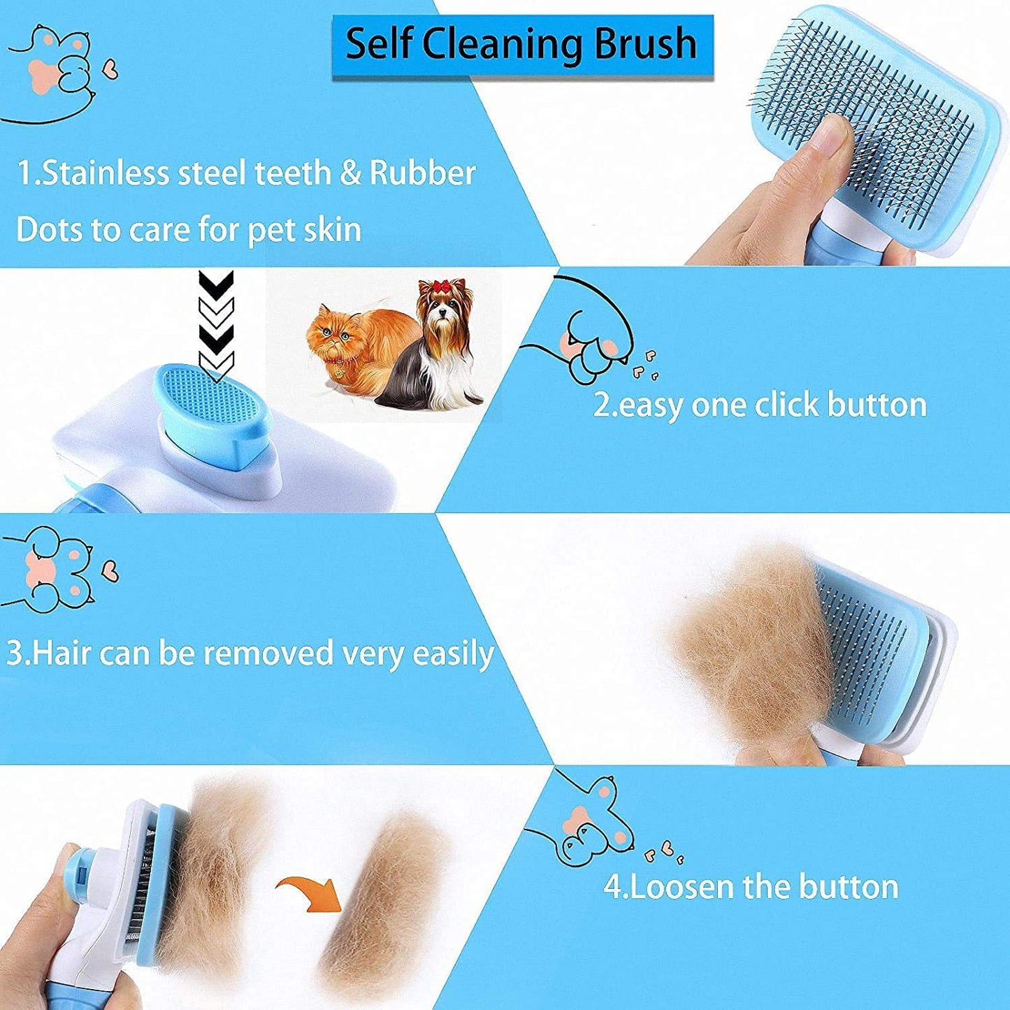 Slicker Dog Comb Brush, Cat Hair Brush, Pet Grooming Brush