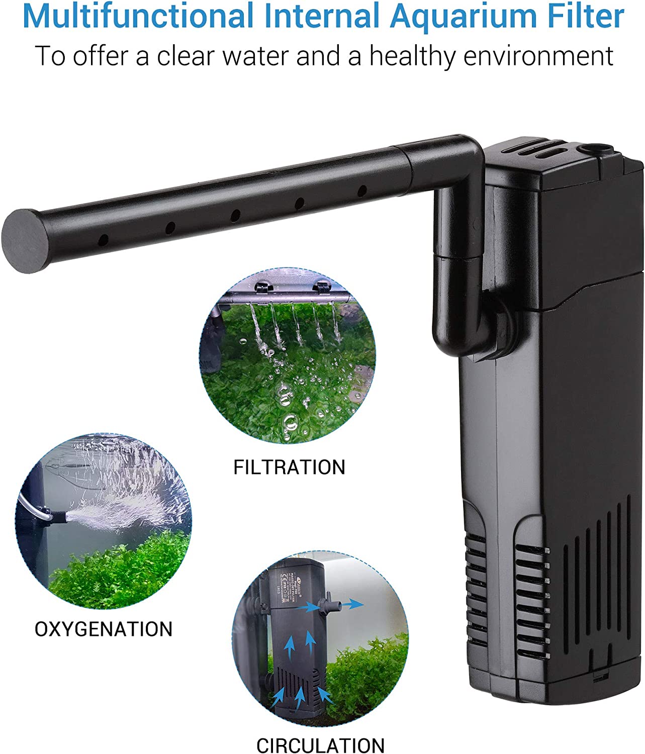 Fish Tank Filter, Internal Aquarium Filter for Small Tank